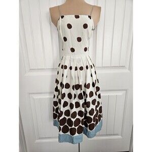 Willow Glen New York Retro 50's Style Dress Size 6 Ivory Blue And Brown